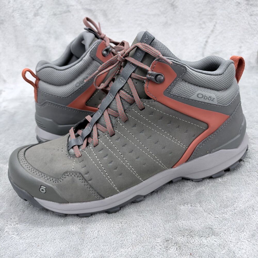 Oboz Sypes Mid B-Dry Men’s Gray/Orange Leather Waterproof Hiking Boots  Size 10 - Picture 10 of 12